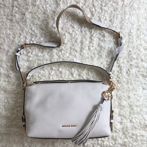 Michael Kors Brooke Medium White Leather Satchel